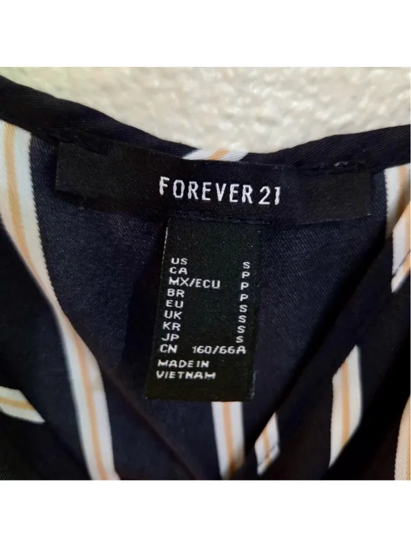 Forever 21 Striped Spaghetti Strap Wide Leg Jumpsuit Black White Small W-261 - Image 3