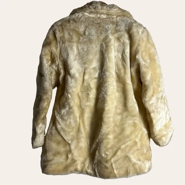 Vintage White Stag Cream Faux Fur Double Breasted Pea Coat Size 10 - Image 2