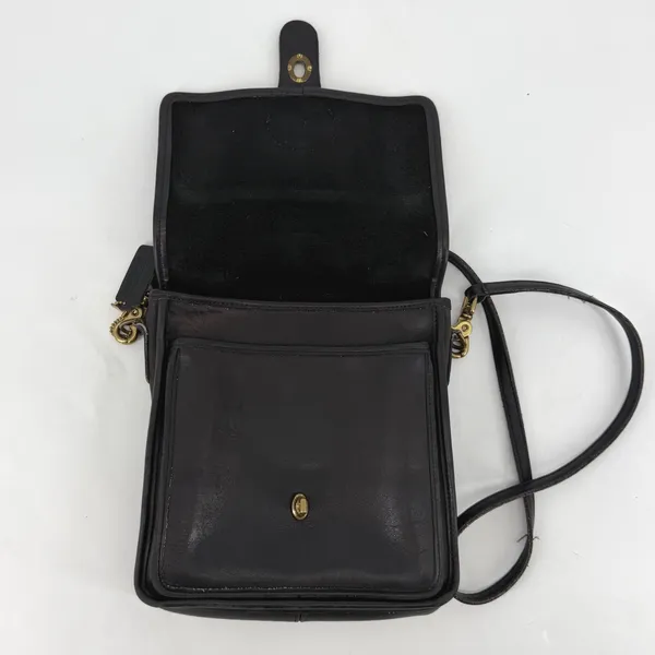 Vintage Coach NYC‎ Black Leather Top Handle Crossbody Turnlock Bag - Image 3