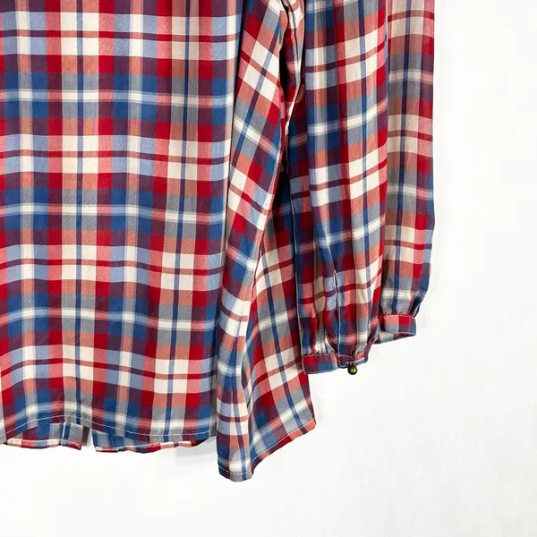 Madewell Broadway & Broome Size Large Top Pemberley Blouse‎ Silk Plaid 1236 - Image 11