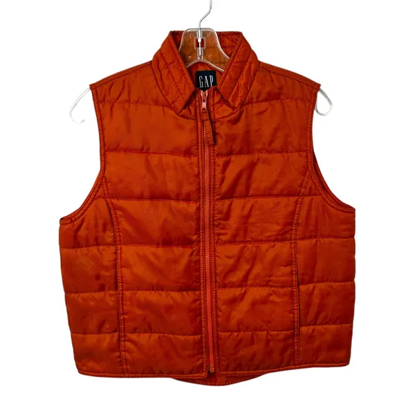 GAP Medium Puffer Vest‎ VTG Y2K Burnt Orange Quilted Full Zip Fall Boho 1700 - Image 2