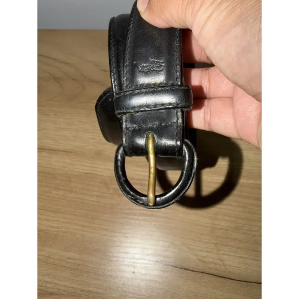 Polo Ralph Lauren Medium Black Belt Gold Tone Buckle Genuine Italian Leather - Image 5