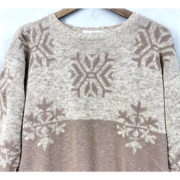 VTG‎ 90s Jay Jacobs Sweater Womens Medium Snowflake Ramie Cotton Textured Winter - Image 3