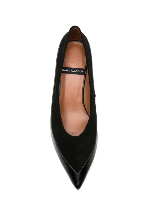 Angel‎ Alarcon Kitten Heels Leather Sheer Pointed Toe Pumps in Black Sz 38 - Image 2