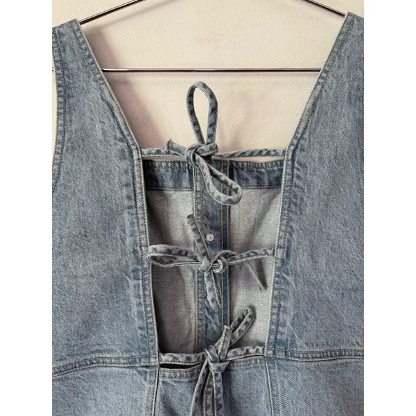 NWOT LOFT Denim Lace Up Button Front Corset Top Women’s 8/29 - Image 4