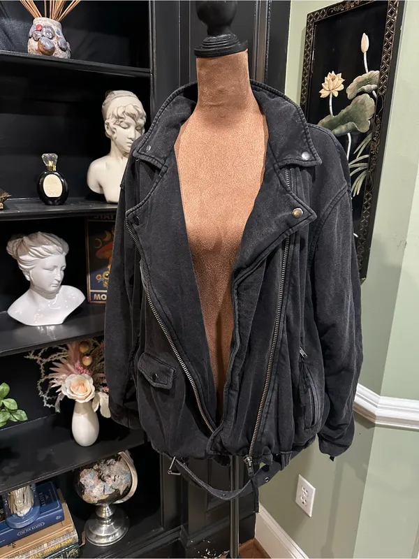 Free People We The Free “Rebel” Knit Moto Jacket – Black - Image 4