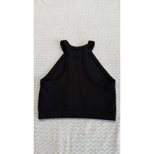 Aerie Real Good Black Ribbed Seamless Halter Tank Top Size M/M 4341 - Image 4