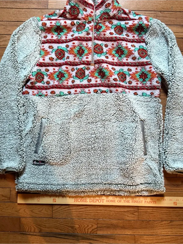 Simply Southern Plush Sea Turtle Aztec Pullover Sherpa Jacket Womens Size Large - Image 7