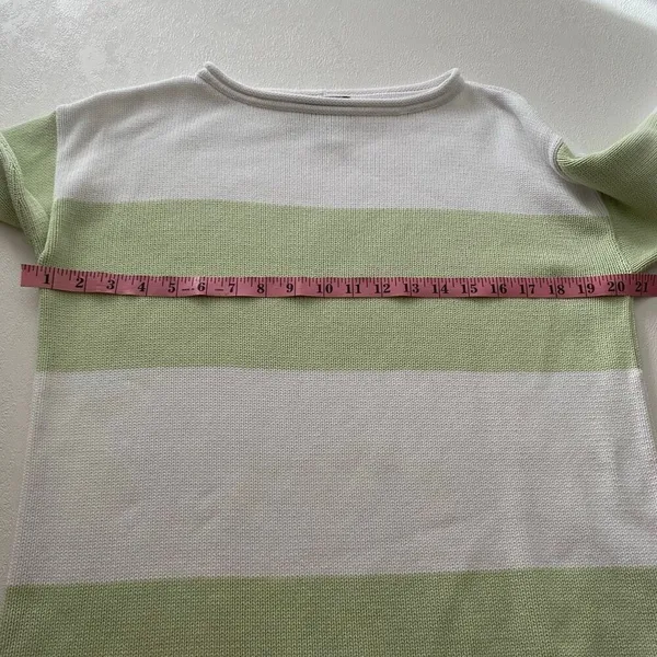 Lauren Ralph Lauren Petite Striped Knit Sweater Women’s Small Green White Cotton - Image 6