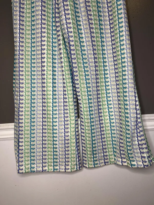 MUSERO Pants Womens Large Multicolor Crochet Wide Leg Ankle Elastic Waist - Image 10