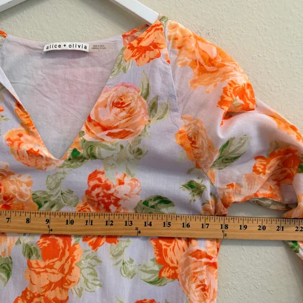 Alice + Olivia PALI Floral Mini Dress Cotton V-Neck Mix Print Size 2 - Image 16