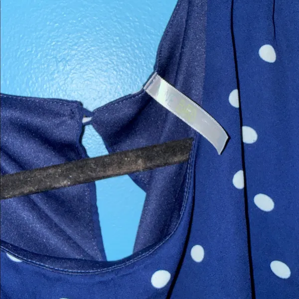 Nine Bird MEDIUM Navy Blue Polka Dot Women's Dress - Image 5