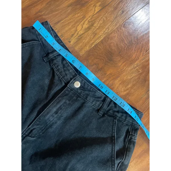 CIDER Baggy Wide Leg Jeans w Tie Details High Rise Black Size Large L Cargo Y2K - Image 6