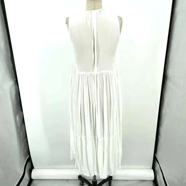 Vince Shirred Sleeveless Tiered Midi Long Dress in‎ Off White Size XS - Image 8