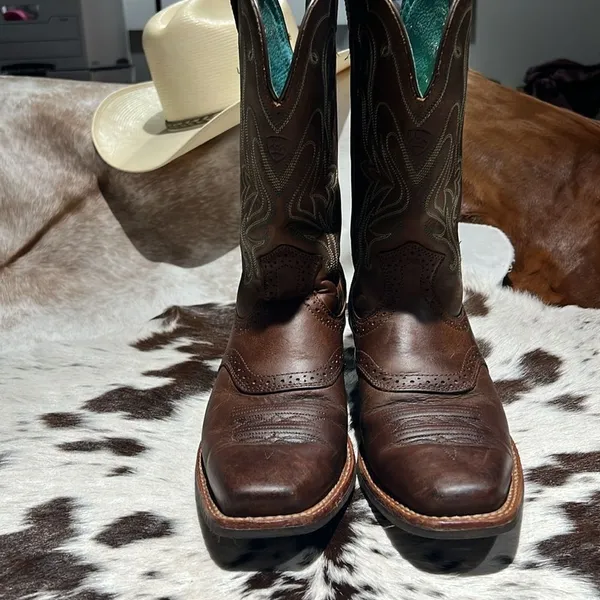Ariat 15834 Legend Square Toe Brown Pull‎ On Leather Cowboy Boots - 9B BB2 - Image 3