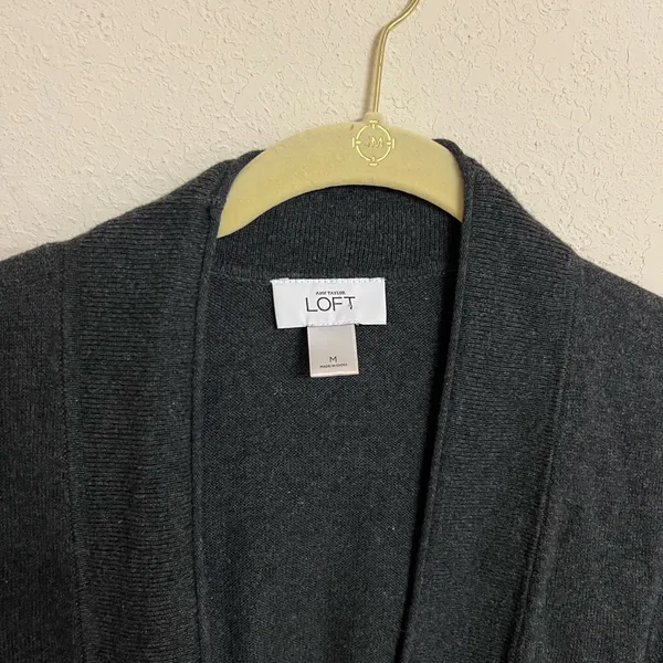 LOFT Charcoal Button-Up Cardigan - Image 4