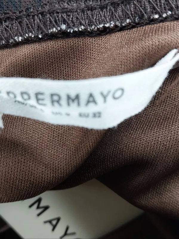 Peppermayo Abbie Print Mesh Y2K Style Bodycon Mini Skirt Chocolate Monogram - Image 6