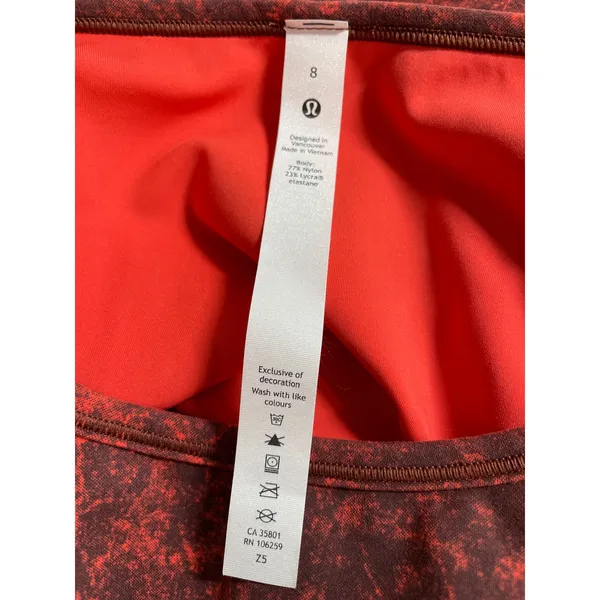 Lululemon Wunder Train Red Denim Wash Long Sleeve Yoga Athletic Crop Top Size 8 - Image 5