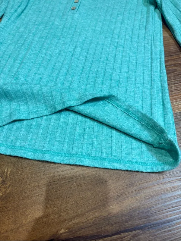 Ribbed ZENANA Long Sleeve Top - Teal - Image 2