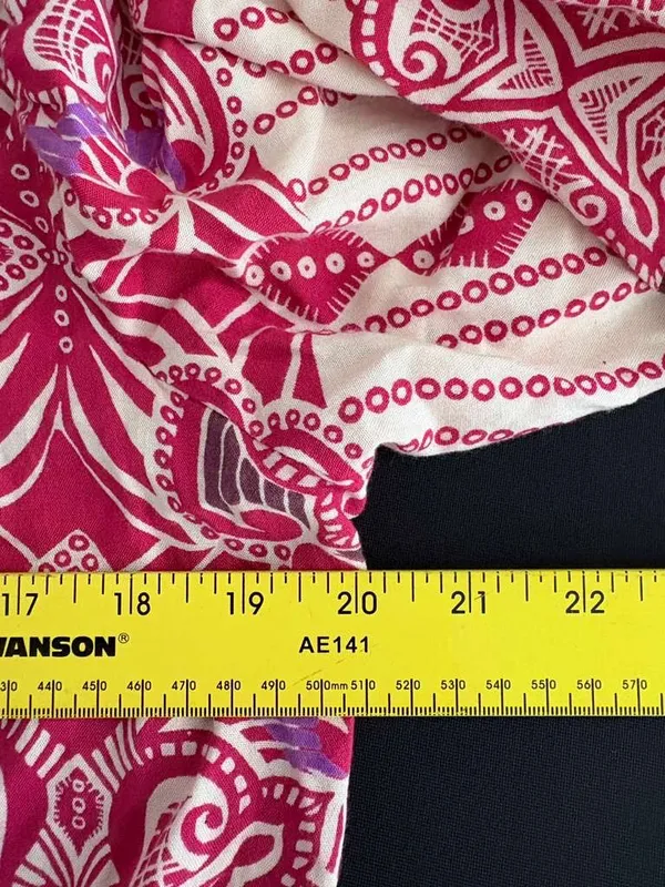Angie Pink and Cream Printed V Neck Dress - Image 6