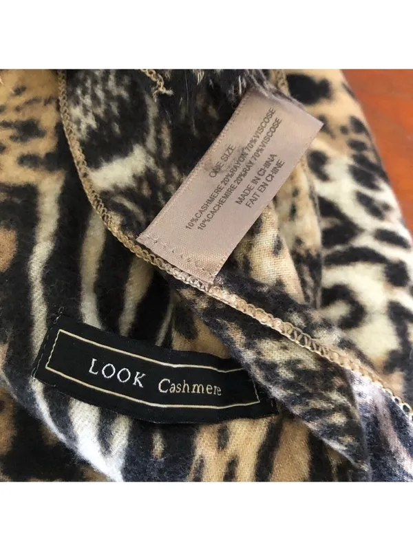 Look Cashmere Leopard Animal Print Scarf Multicolor OS - Image 6