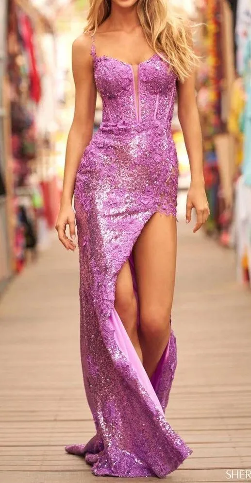 Sherri Hill style 54838 size 4 (fits like a 2) Color: Orchid - Image 5