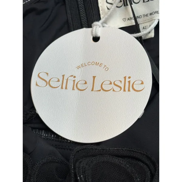 Selfie Leslie Little Black Dress Ruched Midi Bodycon Off Shoulder Size Small NWT - Image 9