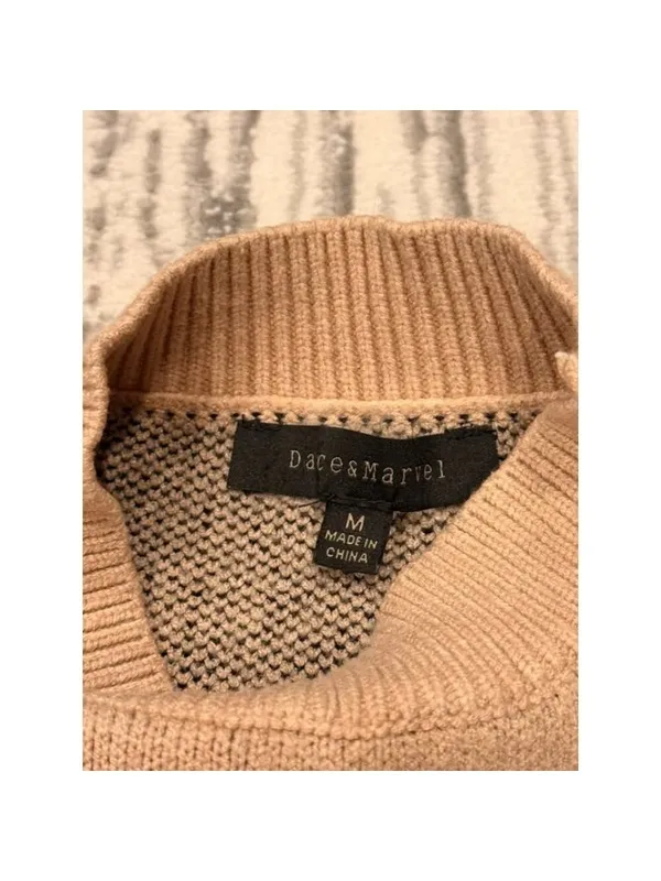 Dance & Marvel women's medium beige/black Stars mock neck sweater - Image 5