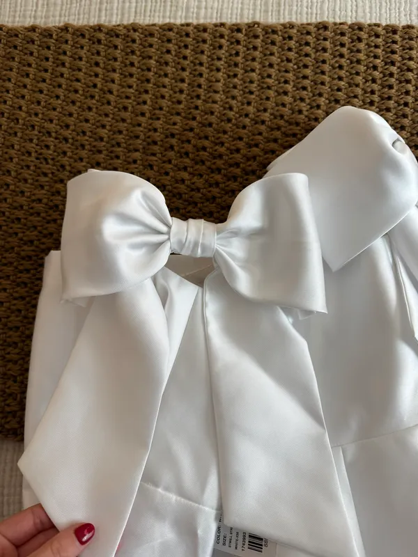 Alfred Sung White Corset Mini Dress With Bow Sleeves - Image 13