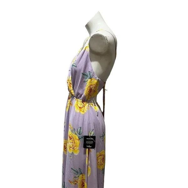 Lulus Lavender Floral Print Backless Maxi Dress Size M Sleeveless V-Neck - Image 6