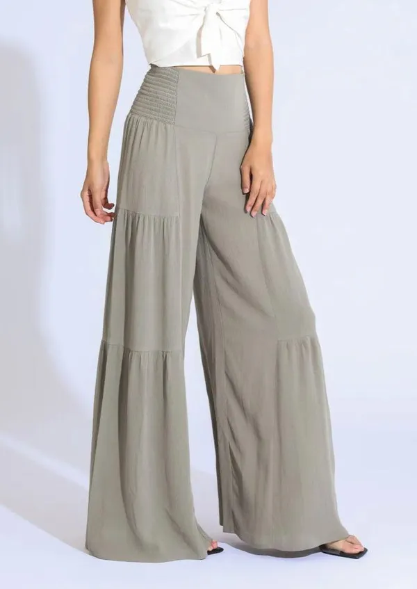 Rewash Tie Waist Tiered Wide-Leg Pants - Image 3