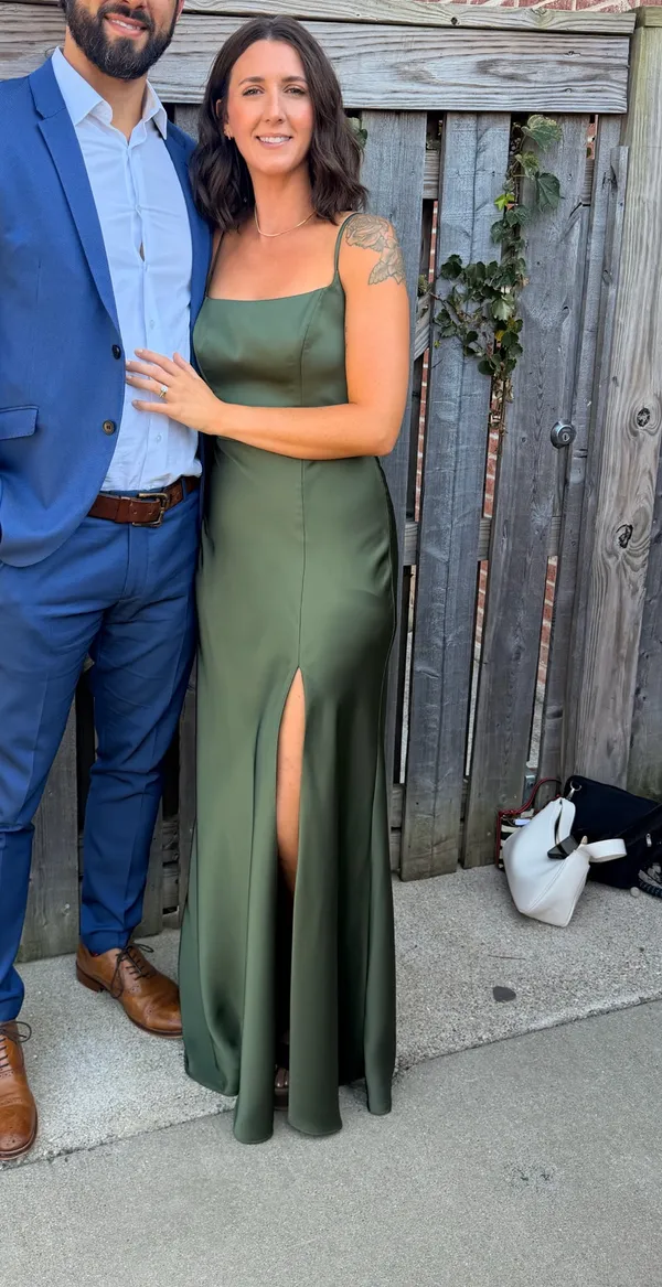 Birdy Grey Olive Satin Mai Dress - Image 4