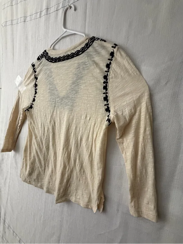Lucky Brand Long Sleeve Blouse Women’s Size M Embroidered V-Neck(A653) - Image 9