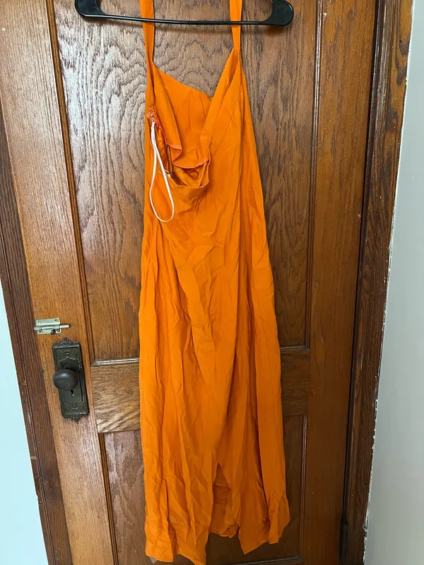 Reformation Orange Silk Dress - Image 2