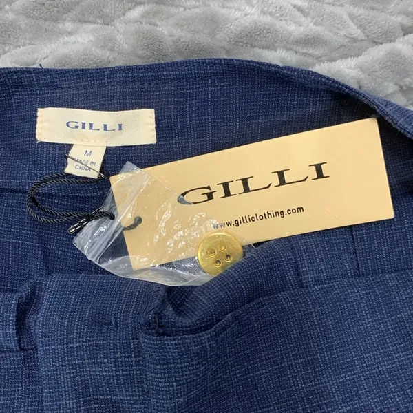 Gilli Navy Blue Linen Button Fly High Waisted Shorts Size Medium - Image 9