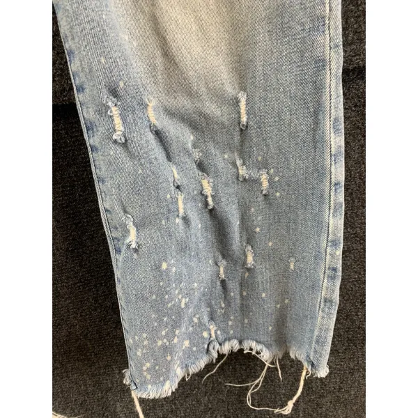 Abercrombie & Fitch Simone High Rise Ankle Flare Jeans Distressed Paint Splatter - Image 10