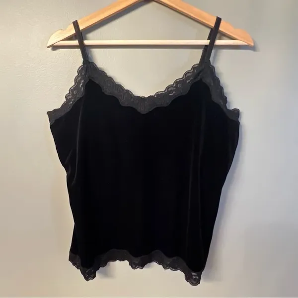Coldwater Creek Womens Y2K Velvet Camisole Top Size M Fairy Grunge Dark Romantic - Image 2
