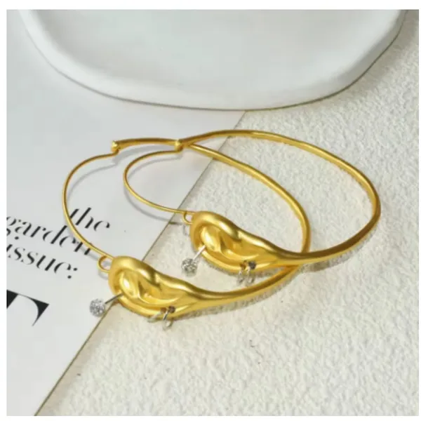 Schiaparelli Style Surrealist Ear Hoop Earrings Gold Tone Statement Dangle - NEW - Image 4