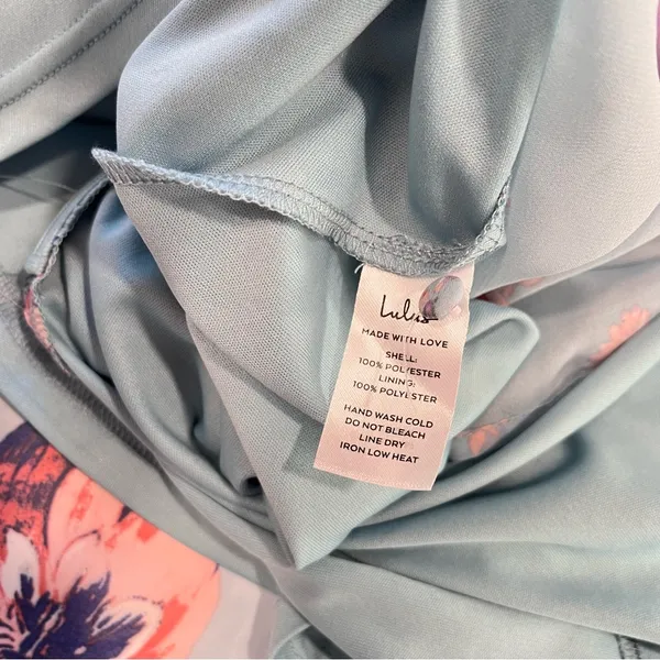 Lulus Always Yours Light Blue Floral Print Long Sleeve‎ Skater Dress SMALL - Image 12