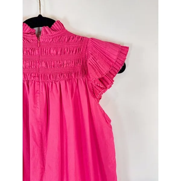 Love The Label Dress Pink Poppy Mini Smocked Flutter A Line Barbiecore Small - Image 13