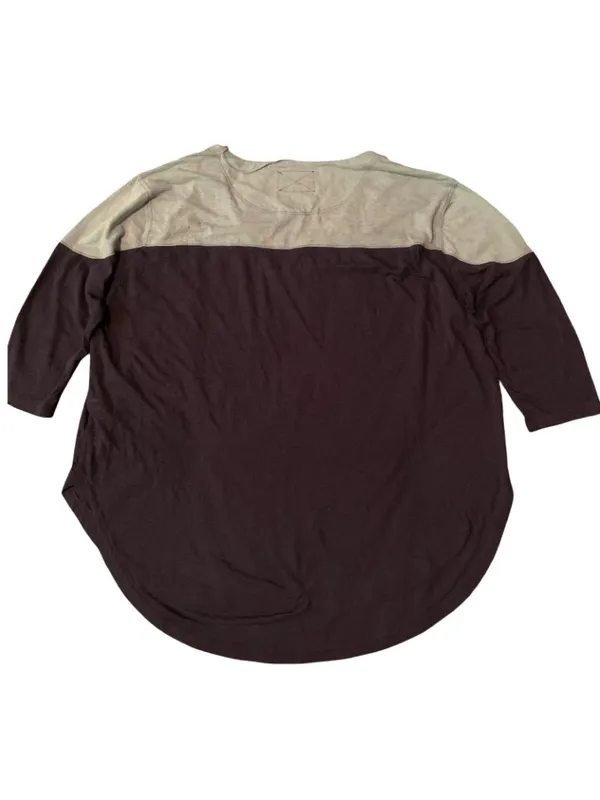 We The Free People Size S Womens Two Tone V Neck Oversized Baseball Tee Top Boho - Image 4