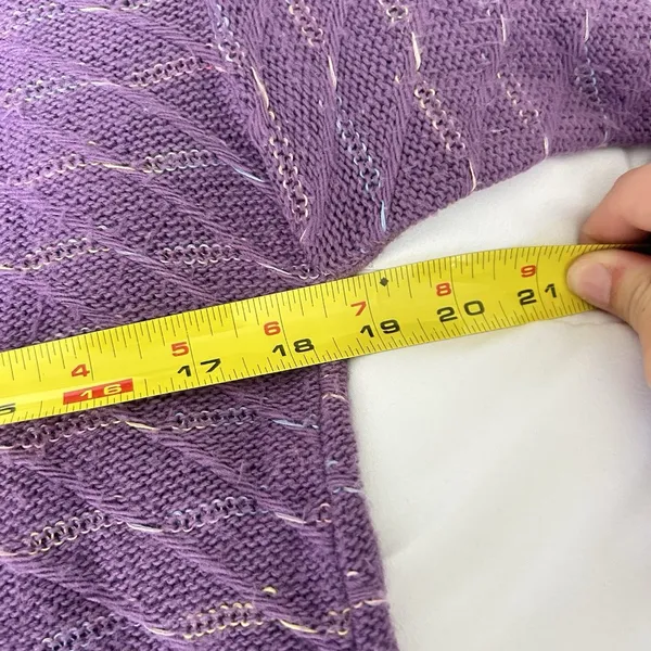 Vintage 80s Purple Womens Pullover Sweater Cardigan Made In USA Whimsy‎ Retro - Image 4