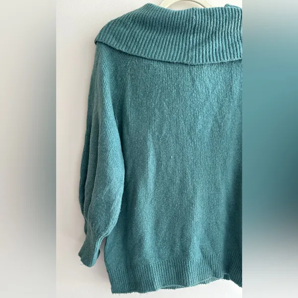 Express Teal Cowlneck Balloon Sleeve Sweater, Size Large - Image 13