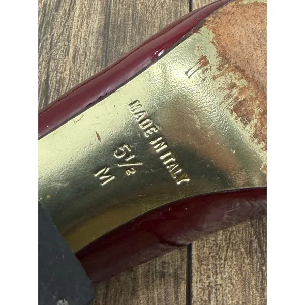 Juicy Couture Burgundy Patent Leather Bow Block Heel Pumps Made in Italy 5.5 M - Image 5