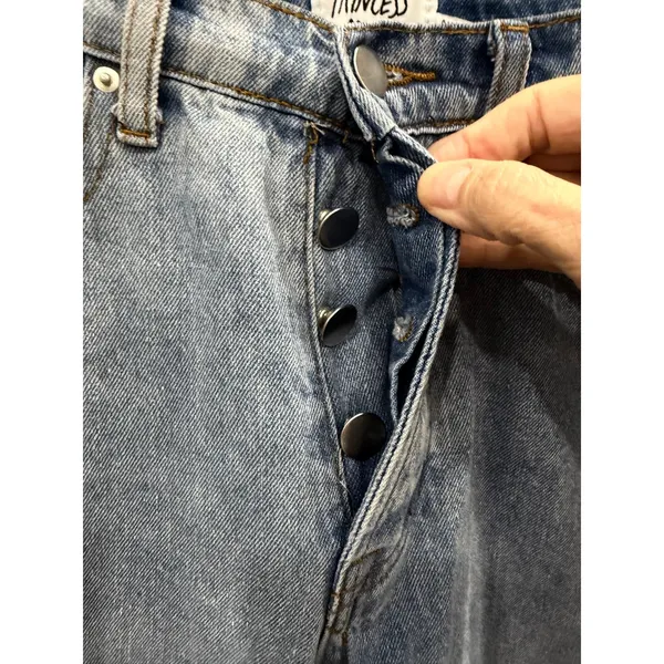 Princess Polly Women Jeans 4 Light Blue Mom High Rise Raw Hem Button Fly - Image 4