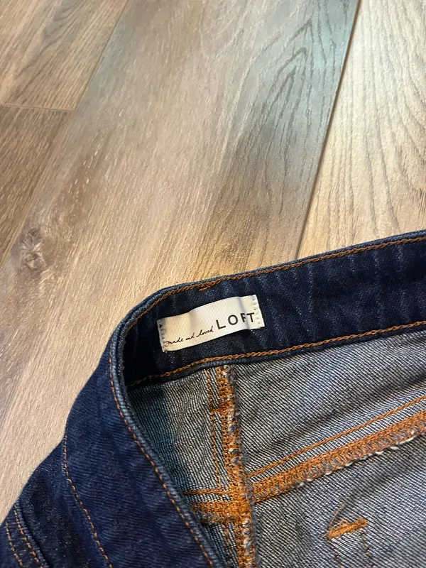 Loft Cuffed High Rise Wide Leg Jeans in Rinse Wash - Image 7