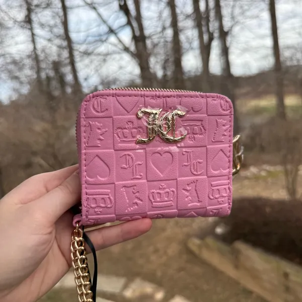 Juicy Couture Pink Embossed Logo Wallet Card Holder Y2K Coquette McBling - Image 2