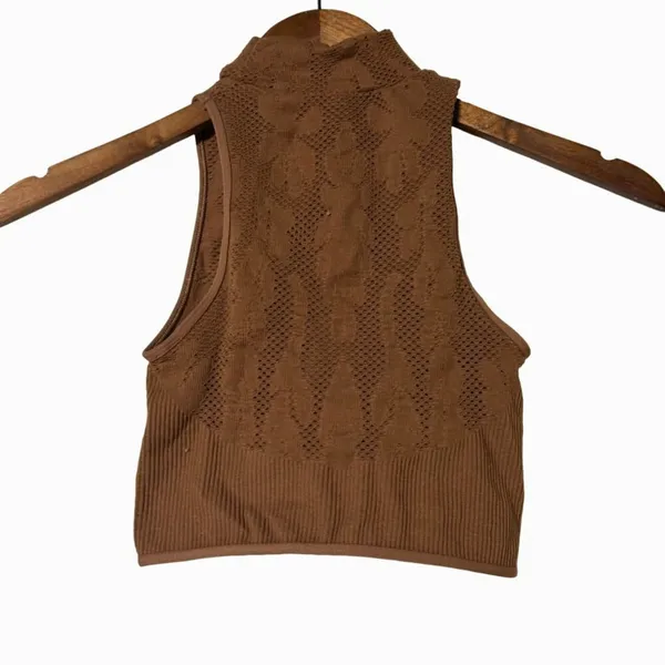 Out From Under XS/S Textured Seamless Cut Out Tank Polyamide Brown Crop Top - Image 3