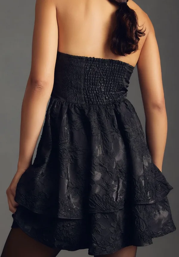 Anthropologie Bhanuni By Jyoti Embroidered Strapless Mini Dress, Size 6 - Image 4