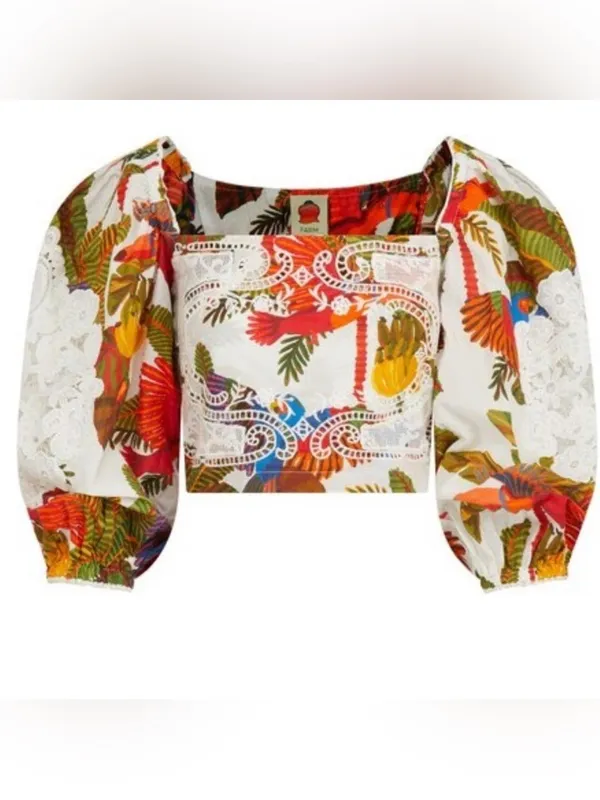 FARM Rio Off-White Forest Birds Blouse Size Xsmall , $155 - Image 3